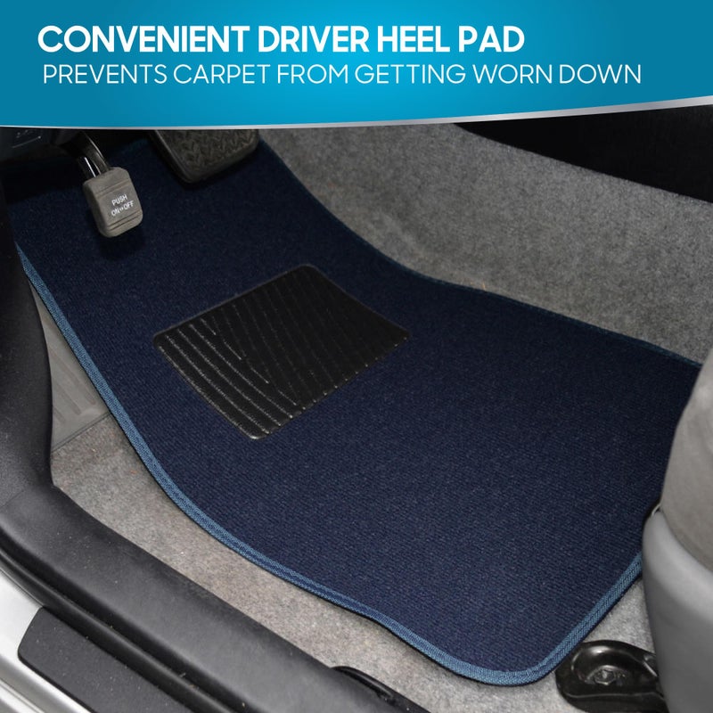 BDK Premium Blue Carpet Floor Mats for Cars - Universal Fit Interior 4-Piece Car Mats Full Set with Vinyl Heel Pad Protector - Cute Car Accessories Interior Floor Covers for SUVs & Trucks - Image 2